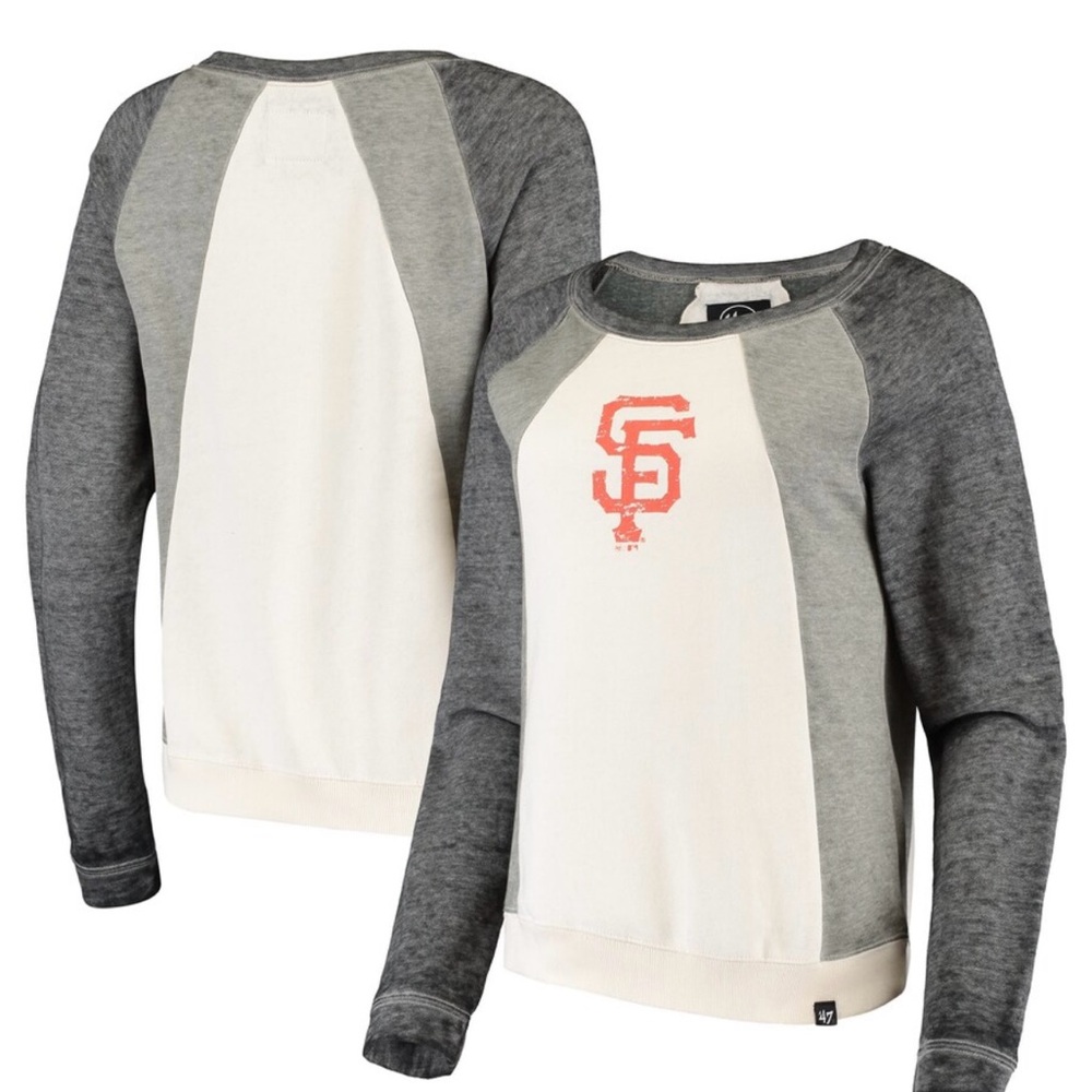 Women’s San Francisco Giants ‘47 White/Gray Fade Out Raglan Sweatshirt M